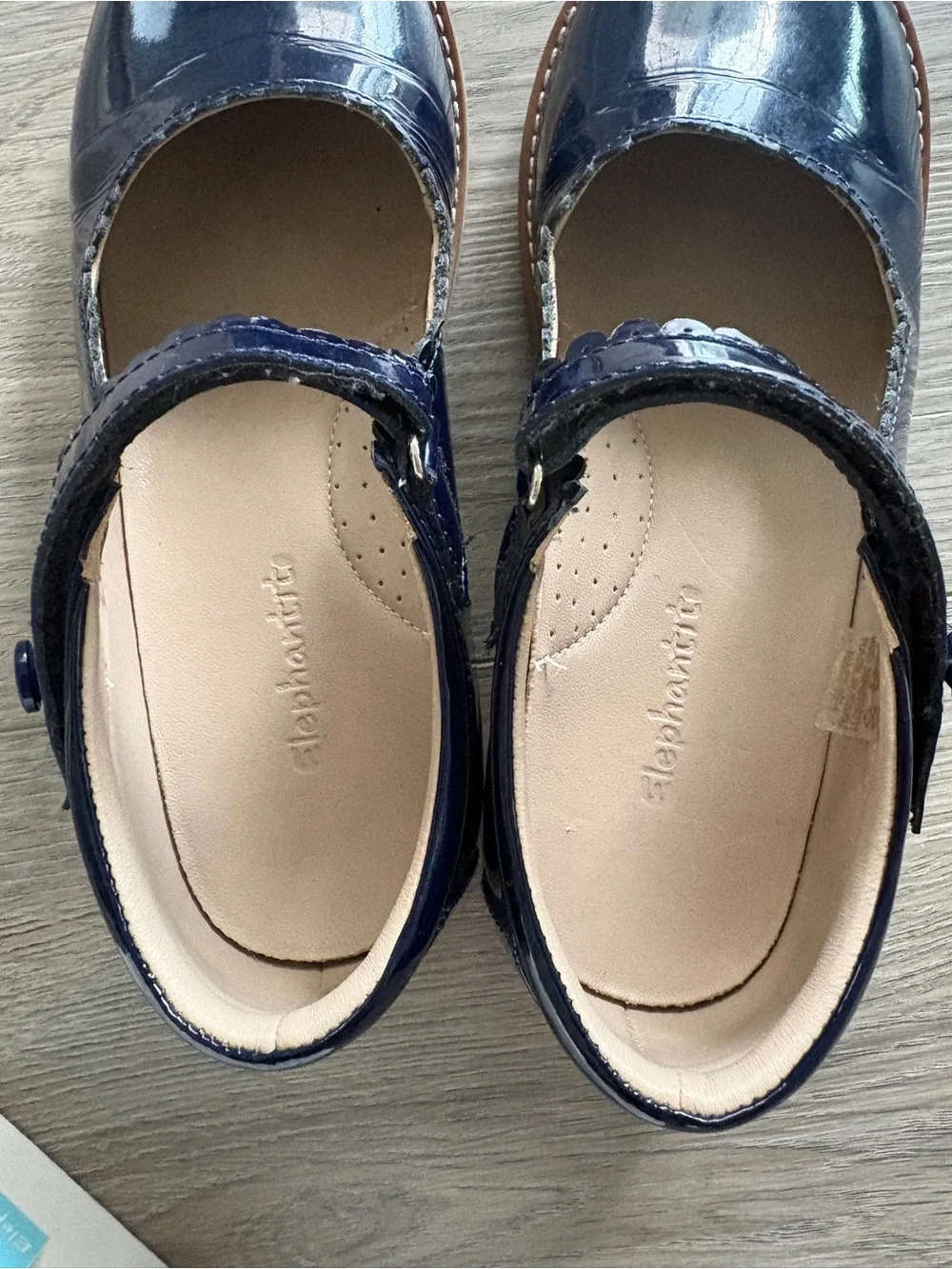 Elephantito navy blue patent leather Mary Jane girls shoe size 1.5